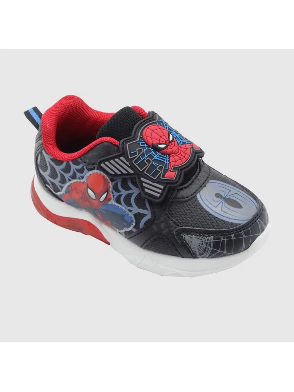 Marvel Spider-Man Light-Up Sneakers Black Red Hook & Loop Unisex Kids Low Top
